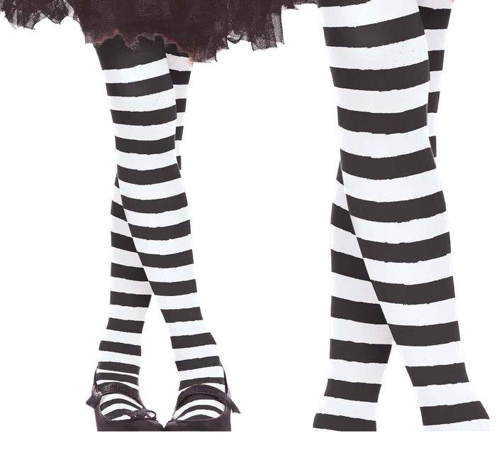 Collant d'Halloween Enfant Noir Blanc Rayé