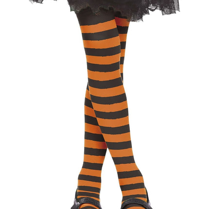 Collant d'Halloween Enfant Noir Orange Rayé