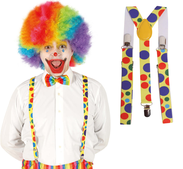 Bretelles de clown à pois 92cm
