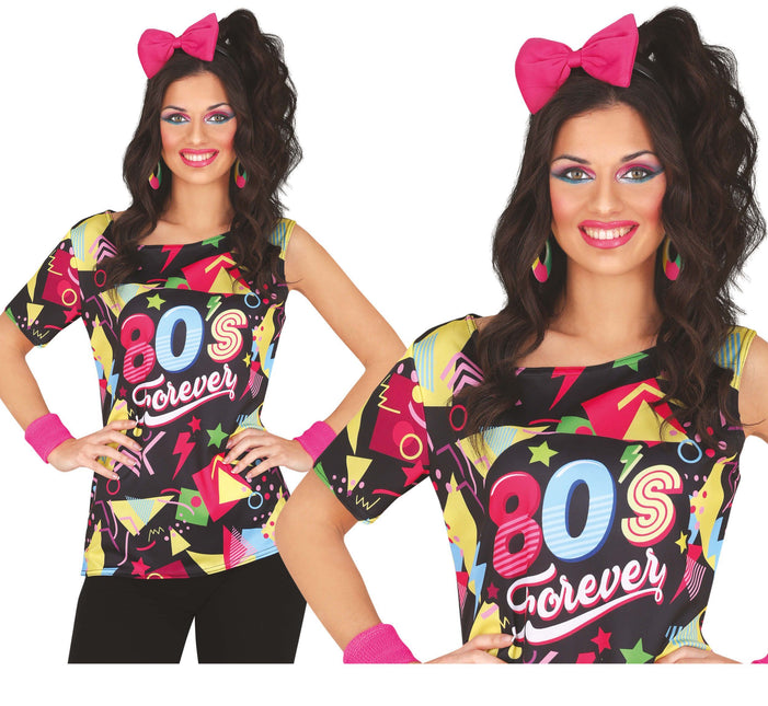 Neon 80S Shirt Coloured Ladies