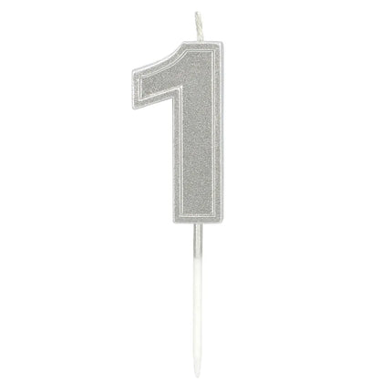 Petite bougie « Elegant » n° 1 argentée sur tige (3 x 4,2 x 0,7 cm)