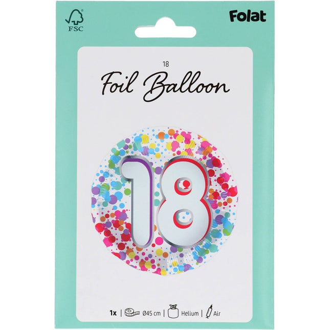 18 Jaar Helium Ballon Leeg 45cm van Folat koop je bij Partywinkel
