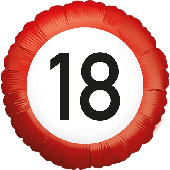 18 Jaar Helium Ballon Verkeersbord Leeg 45cm van VDV Benefit koop je bij Partywinkel