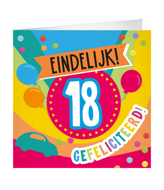 18 Jaar Wenskaart 23cm - Partywinkel - 8716764239076