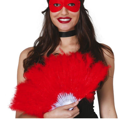 Éventail plumes rouges