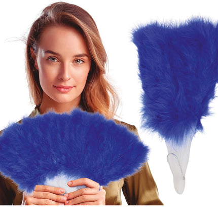 Éventail plumes bleues