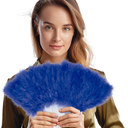 Éventail plumes bleues