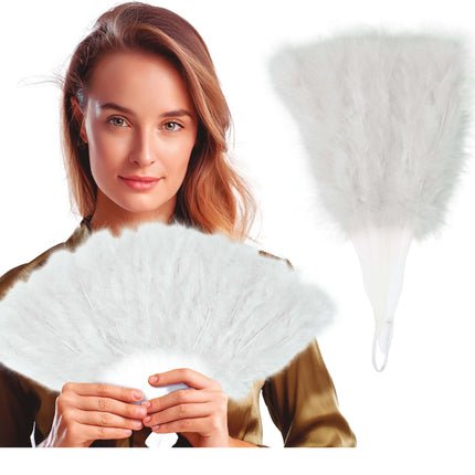 Éventail plumes blanches