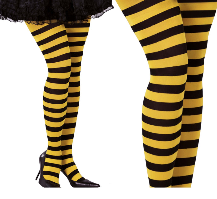Collants d'Halloween Noirs Jaunes Rayés