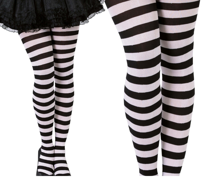 Collants d'Halloween Noirs Blancs Rayés