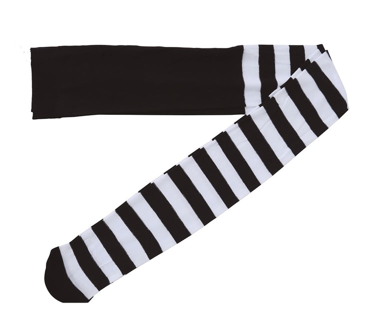 Collants d'Halloween Noirs Blancs Rayés