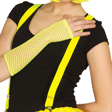 Gant en résille jaune fluo