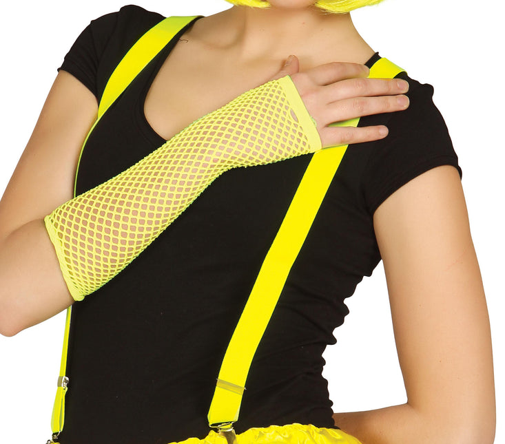 Gant en résille jaune fluo