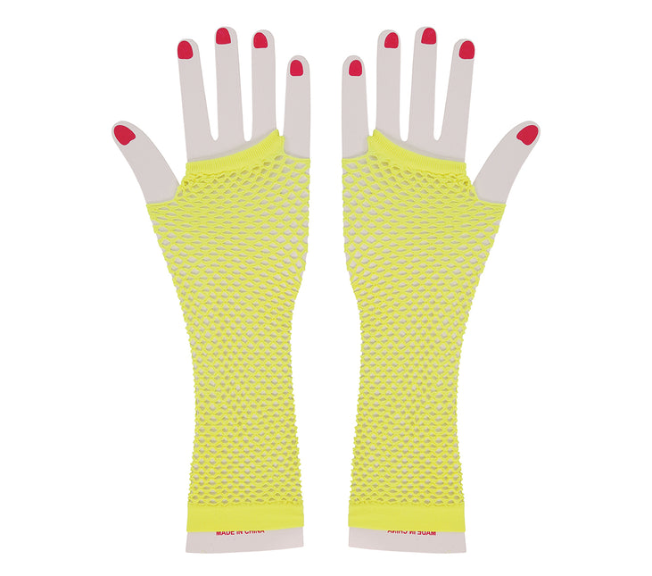 Gant en résille jaune fluo