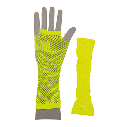 Gant en résille jaune fluo