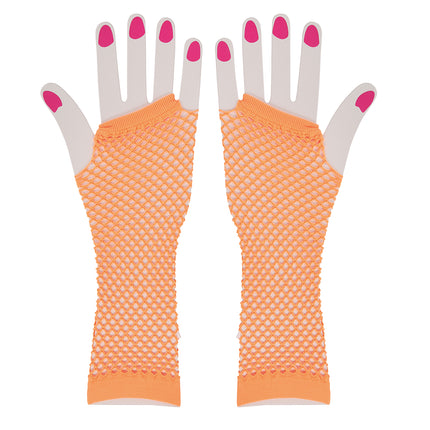 Gant en résille orange fluo