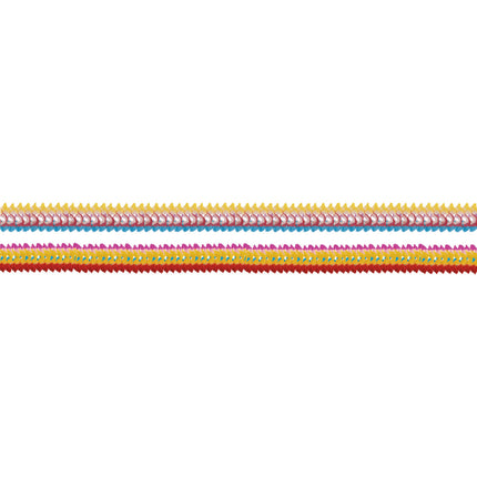 4 frondes papier à rebords multicolores 8 x 200 cm