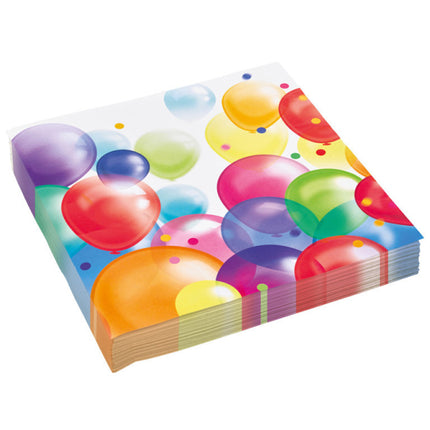 Serviettes de table colorées Ballons 33cm 20pcs