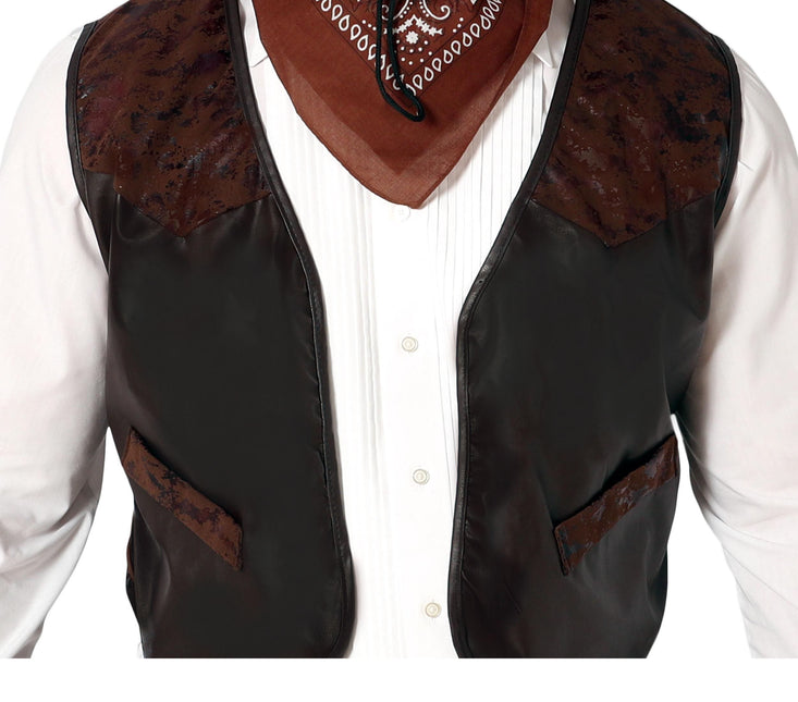 Gilet marron en faux cuir L