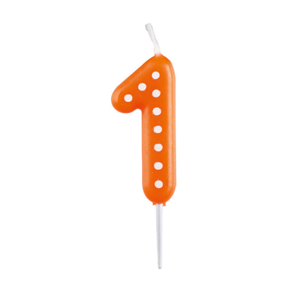 1 Bougie Orange Dots 6.5cm