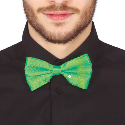 Noeud vert fluo pailleté 13cm