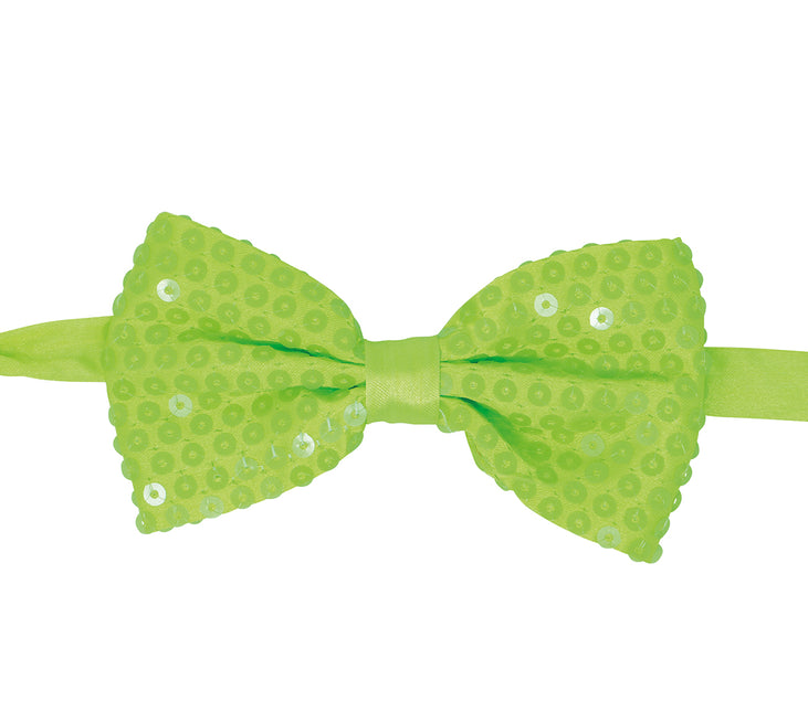 Noeud vert fluo pailleté 13cm