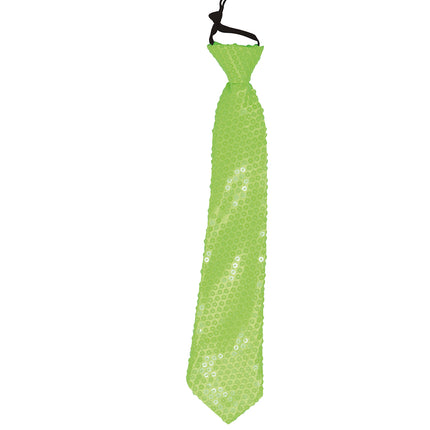 Cravate vert fluo pailletée 37cm