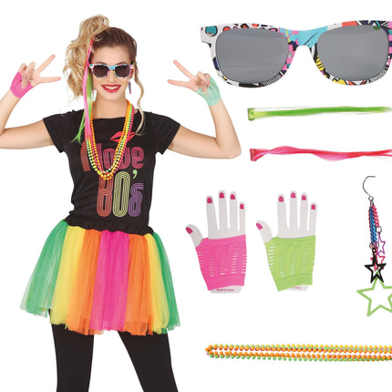 Set d'accessoires Neon 80s 8 pièces
