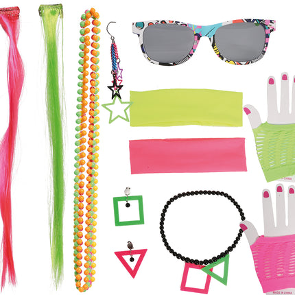Set d'accessoires Neon 80s 8 pièces