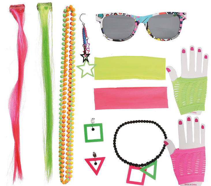 Set d'accessoires Neon 80s 8 pièces
