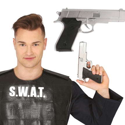Pistolet argenté 24cm