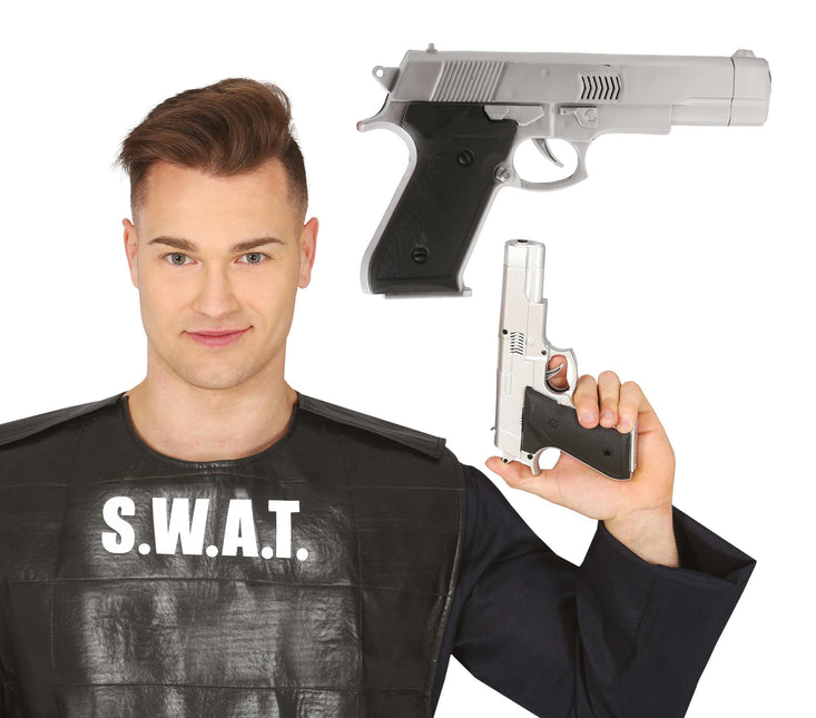 Pistolet argenté 24cm