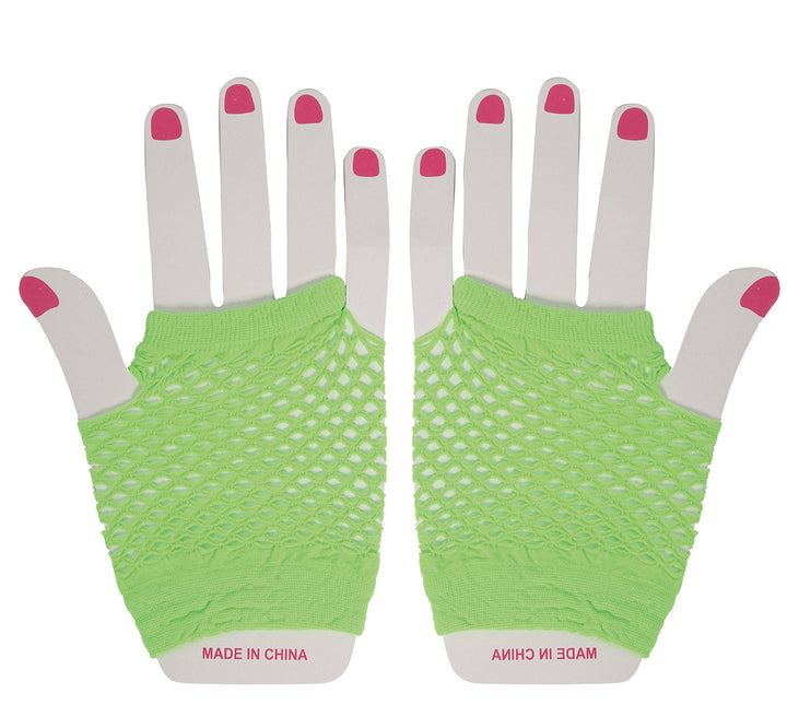 Gants en résille vert citron 11cm