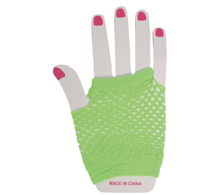 Gants en résille vert citron 11cm