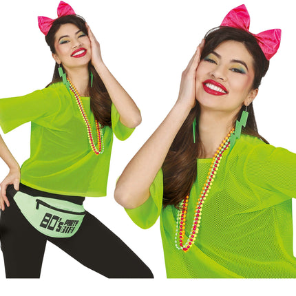 T/shirt en résille Vert fluo Short L