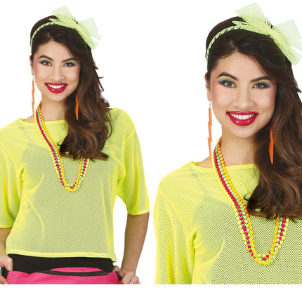 T/shirt en résille Jaune fluo Short L