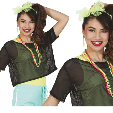 T/shirt en résille Noir Short L
