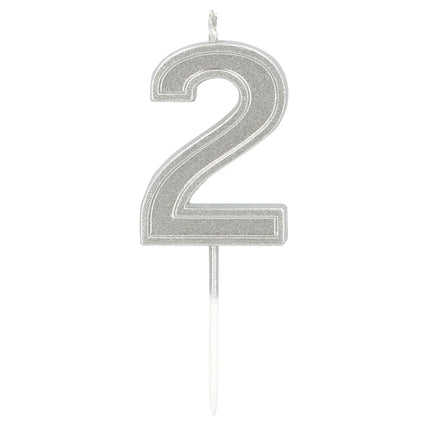 Petite bougie « Elegant '2' » argentée sur tige (3 x 4,2 x 0,7 cm)