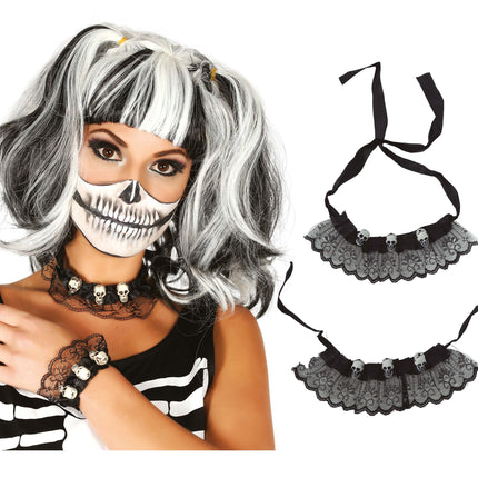 Bracelet et collier d'Halloween crâne