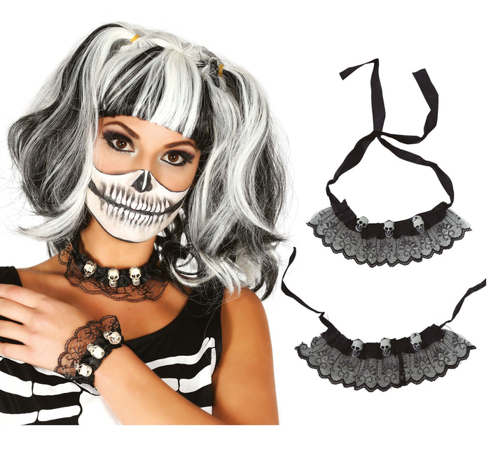 Bracelet et collier d'Halloween crâne
