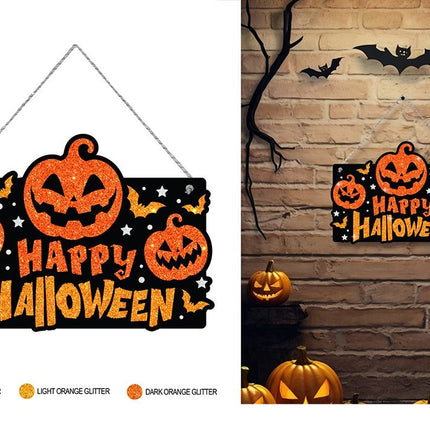 Plaque de porte Halloween pailletée 37 cm