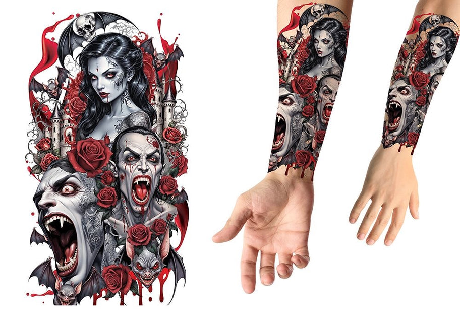 Tatouage temporaire d'Halloween « Vampire » 14 cm