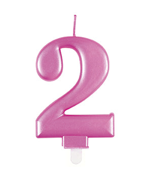 Bougie 2 ans rose 12cm