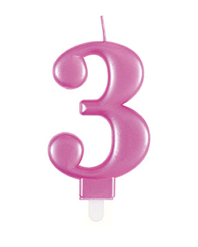 Bougie 3 ans rose 12cm