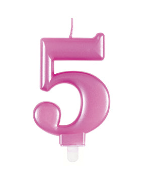 Bougie 5 ans rose 12cm