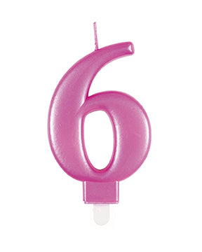 Bougie 6 ans rose 12cm