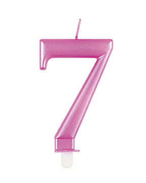 Bougie 7 ans rose 12cm