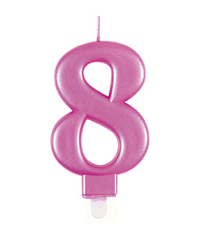 Bougie de 8 ans rose 12cm