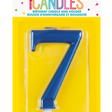 bougie de 7 ans Bleu 12cm