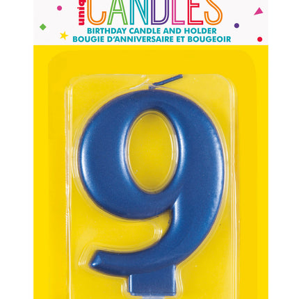 bougie de 9 ans Bleu 12cm